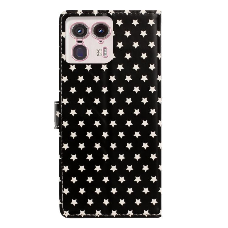 For Motorola Edge 50 Ultra / Moto X50 Ultra  Star Pattern Magnetic Buckle Vegan Leather Phone Case with Wrist Strap