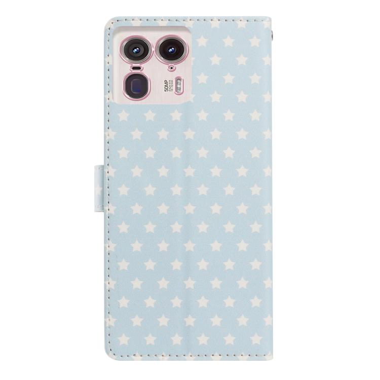 For Motorola Edge 50 Ultra / Moto X50 Ultra  Star Pattern Magnetic Buckle Vegan Leather Phone Case with Wrist Strap
