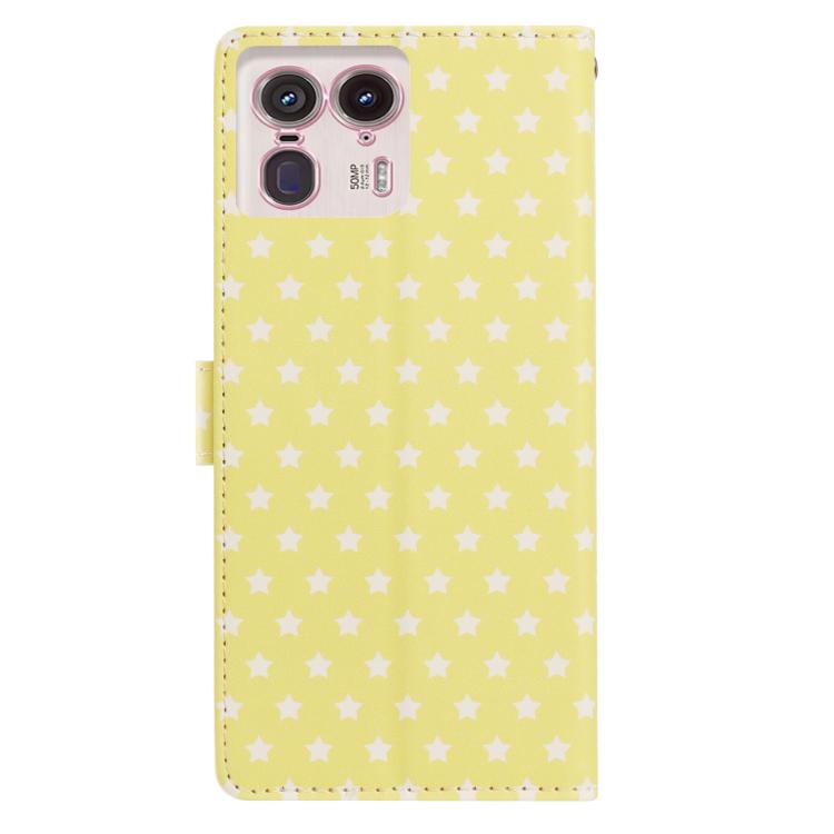For Motorola Edge 50 Ultra / Moto X50 Ultra  Star Pattern Magnetic Buckle Vegan Leather Phone Case with Wrist Strap