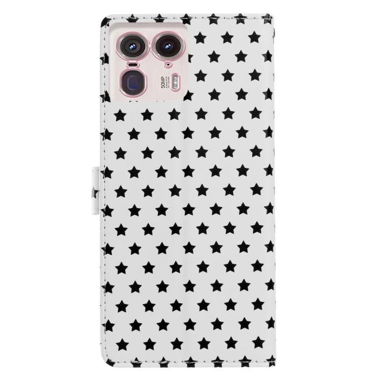 For Motorola Edge 50 Ultra / Moto X50 Ultra  Star Pattern Magnetic Buckle Vegan Leather Phone Case with Wrist Strap