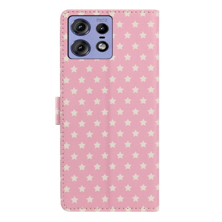 For Motorola Edge 50 Pro Star Pattern Magnetic Buckle Vegan Leather Phone Case with Wrist Strap