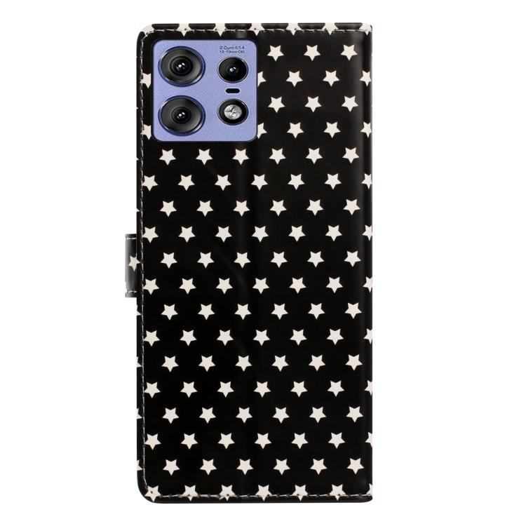 For Motorola Edge 50 Pro Star Pattern Magnetic Buckle Vegan Leather Phone Case with Wrist Strap