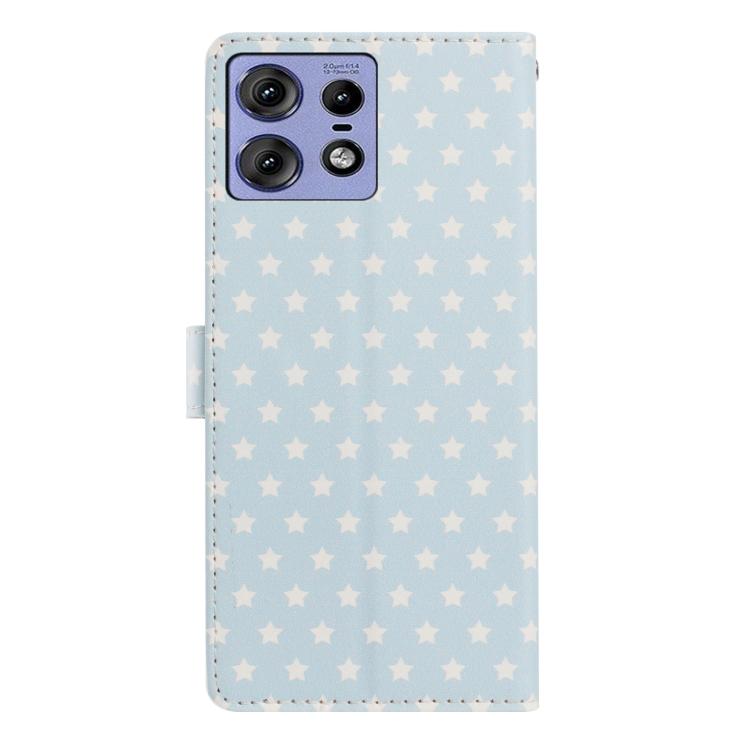 For Motorola Edge 50 Pro Star Pattern Magnetic Buckle Vegan Leather Phone Case with Wrist Strap