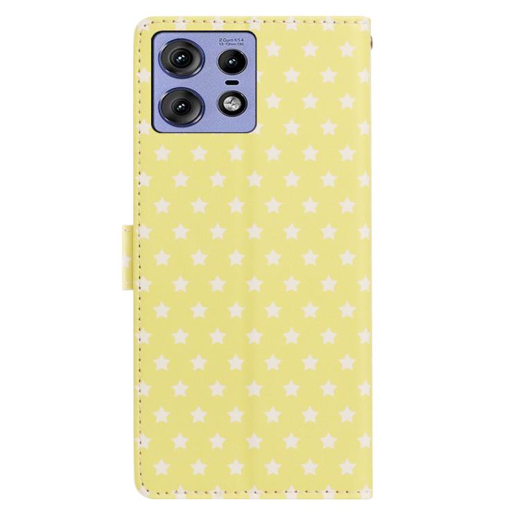 For Motorola Edge 50 Pro Star Pattern Magnetic Buckle Vegan Leather Phone Case with Wrist Strap