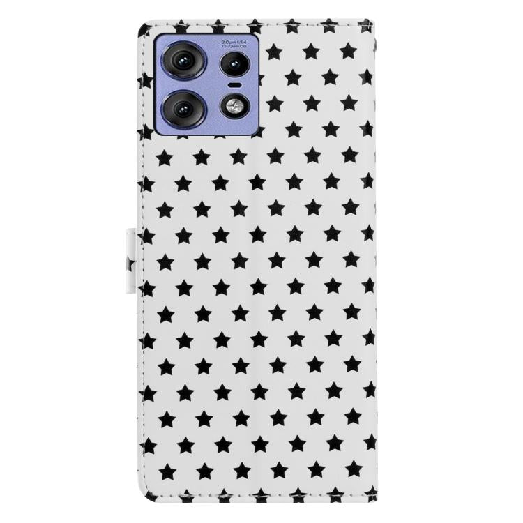 For Motorola Edge 50 Pro Star Pattern Magnetic Buckle Vegan Leather Phone Case with Wrist Strap