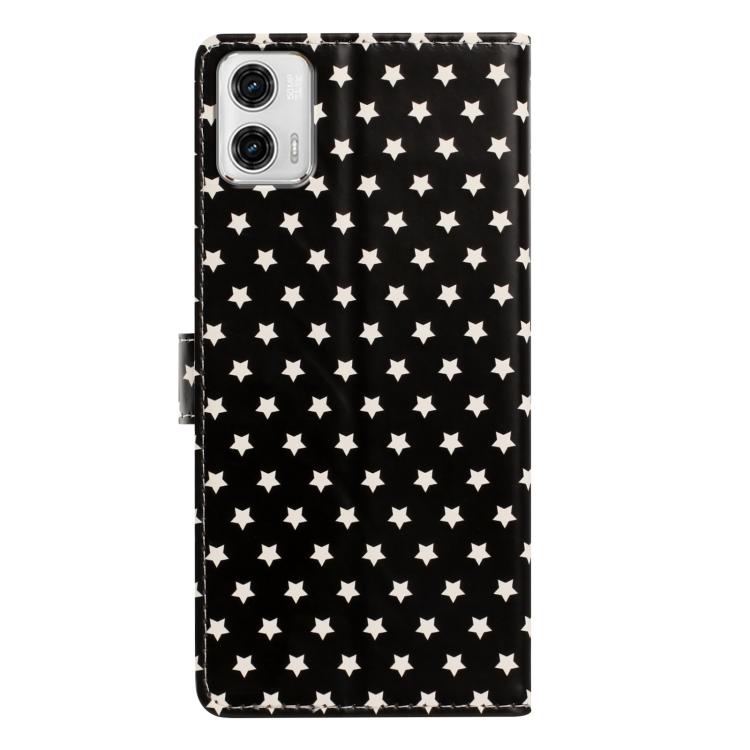 For Motorola Moto G84 Star Pattern Magnetic Buckle Vegan Leather Phone Case with Wrist Strap