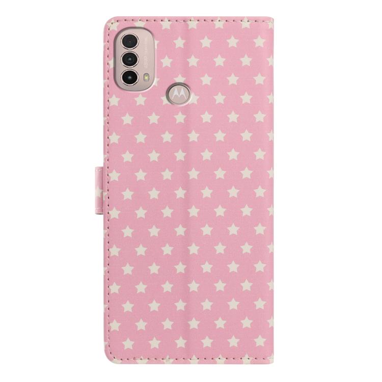 For Motorola Edge 40 Star Pattern Magnetic Buckle Vegan Leather Phone Case with Wrist Strap