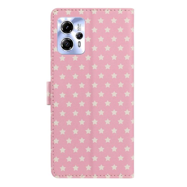 For Motorola Moto   G13 Star Pattern Magnetic Buckle Vegan Leather Phone Case with Wrist Strap