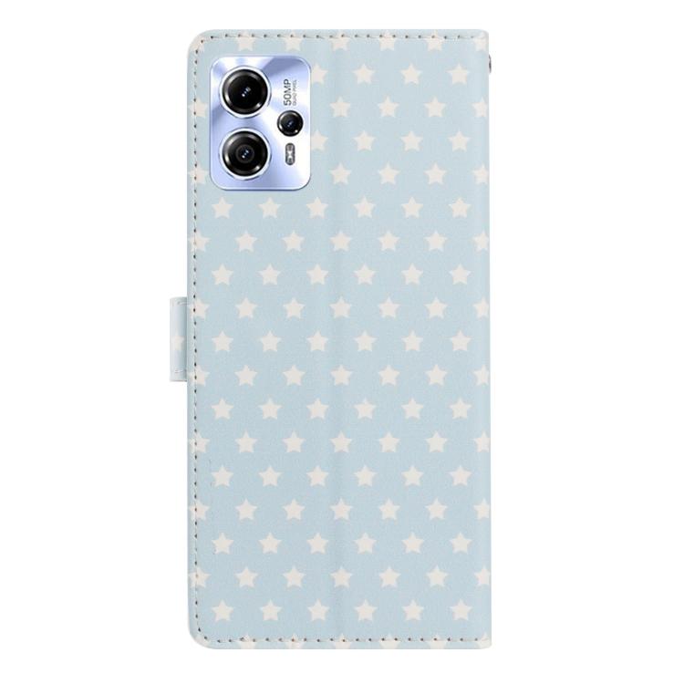 For Motorola Moto   G13 Star Pattern Magnetic Buckle Vegan Leather Phone Case with Wrist Strap