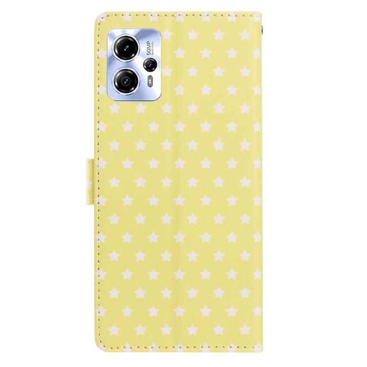 For Motorola Moto   G13 Star Pattern Magnetic Buckle Vegan Leather Phone Case with Wrist Strap