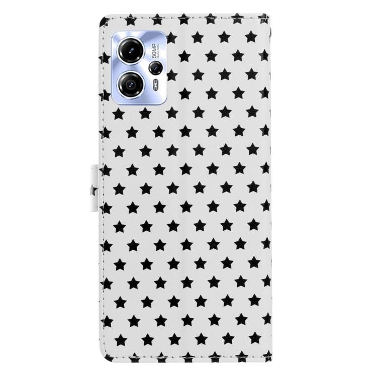 For Motorola Moto   G13 Star Pattern Magnetic Buckle Vegan Leather Phone Case with Wrist Strap