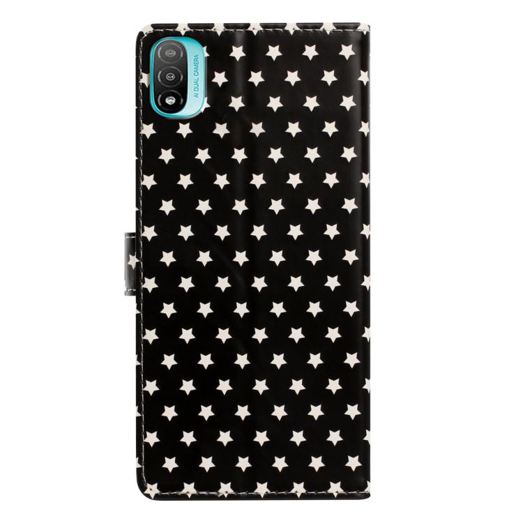 For Motorola Moto  E20 / E30 / E40 Star Pattern Magnetic Buckle Vegan Leather Phone Case with Wrist Strap