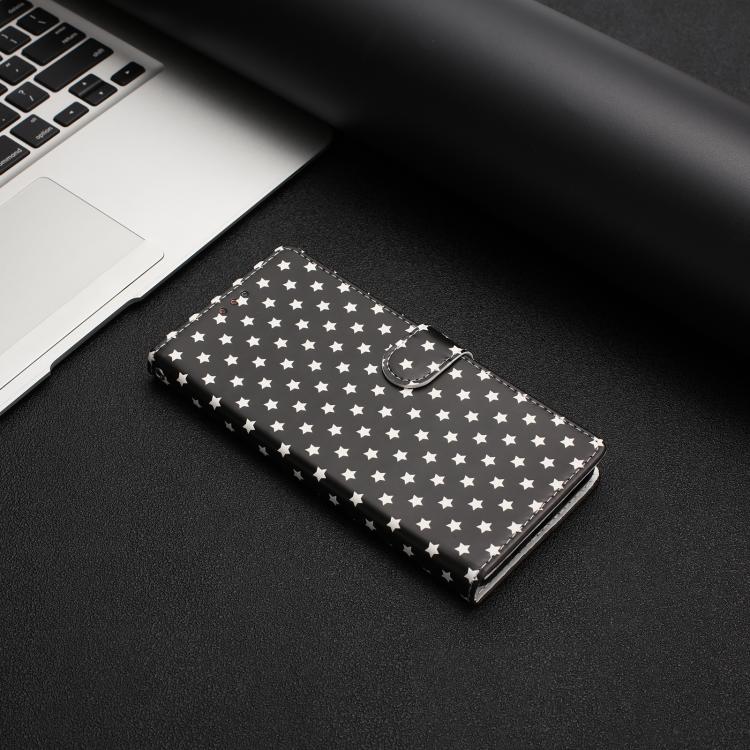 For Motorola Moto  E20 / E30 / E40 Star Pattern Magnetic Buckle Vegan Leather Phone Case with Wrist Strap