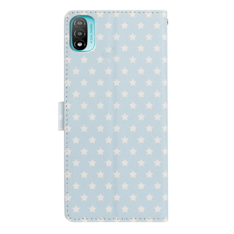 For Motorola Moto  E20 / E30 / E40 Star Pattern Magnetic Buckle Vegan Leather Phone Case with Wrist Strap