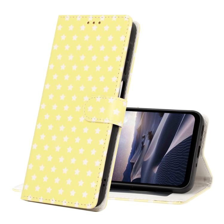 For Motorola Moto  E20 / E30 / E40 Star Pattern Magnetic Buckle Vegan Leather Phone Case with Wrist Strap