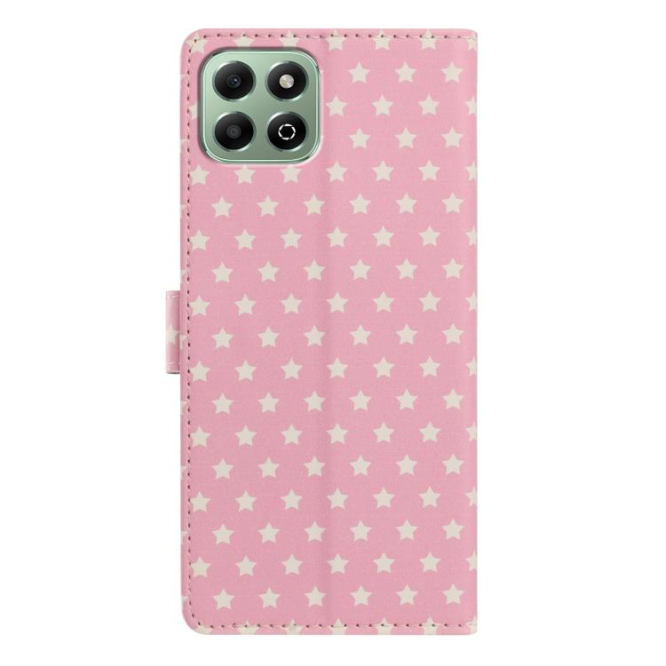 For Honor X6b 5G Star Pattern Magnetic Buckle Vegan Leather Phone Case with Wrist Strap