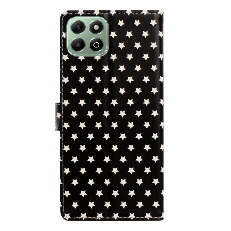 For Honor X6b 5G Star Pattern Magnetic Buckle Vegan Leather Phone Case with Wrist Strap