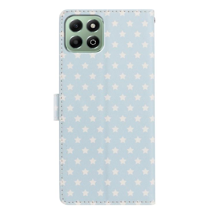 For Honor X6b 5G Star Pattern Magnetic Buckle Vegan Leather Phone Case with Wrist Strap