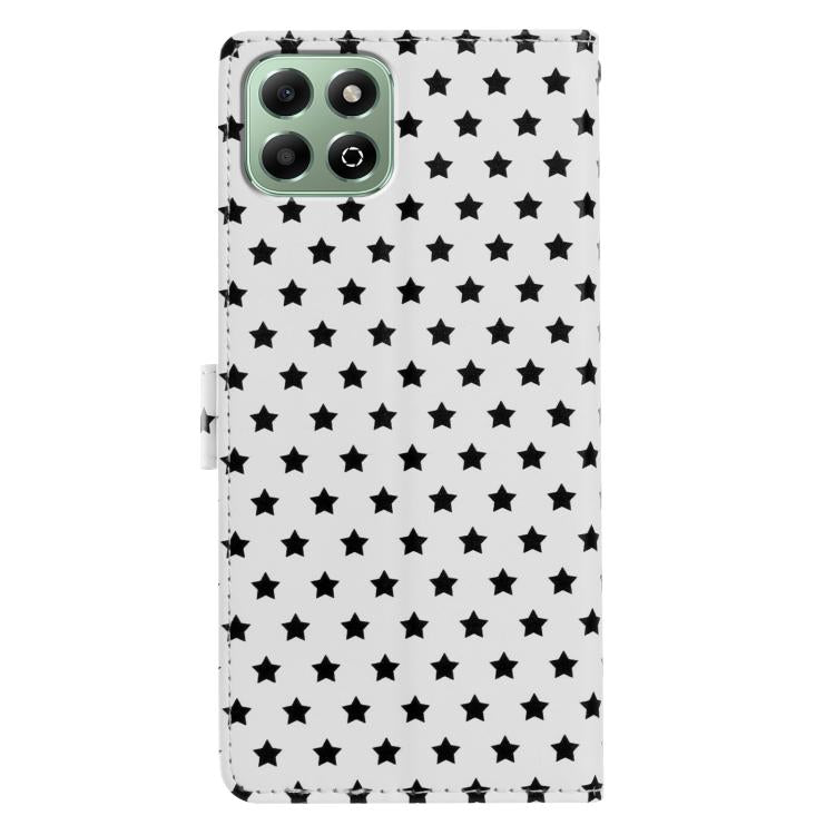 For Honor X6b 5G Star Pattern Magnetic Buckle Vegan Leather Phone Case with Wrist Strap