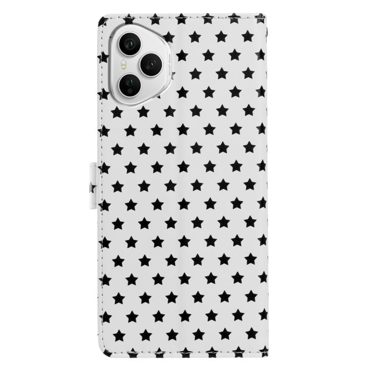 For Honor 400 Pro Global 160.8mm Star Pattern Magnetic Buckle Vegan Leather Phone Case with Wrist Strap