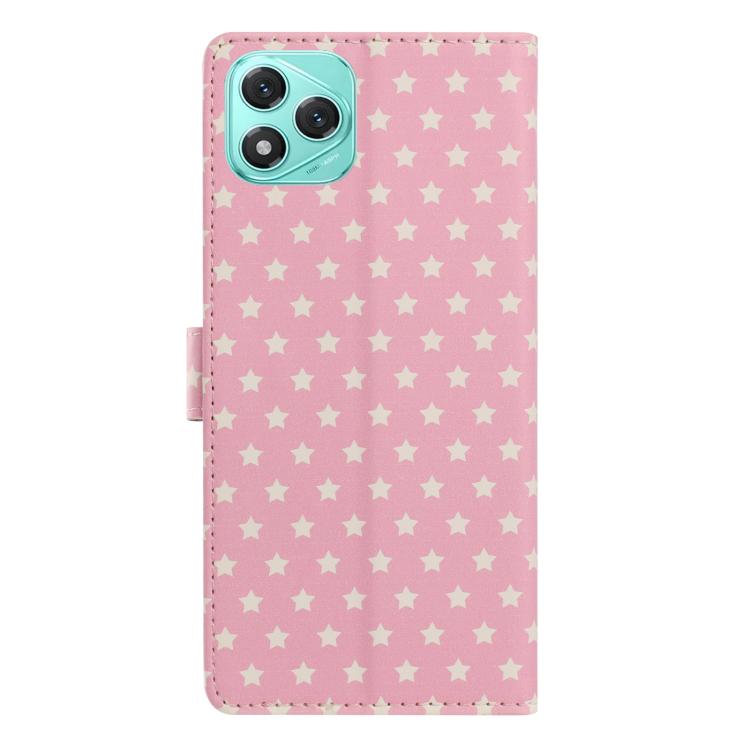 For Honor 400 Lite Global Star Pattern Magnetic Buckle Vegan Leather Phone Case with Wrist Strap