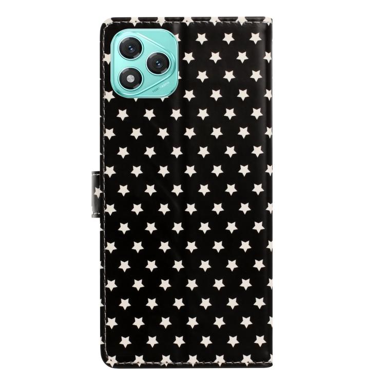 For Honor 400 Lite Global Star Pattern Magnetic Buckle Vegan Leather Phone Case with Wrist Strap