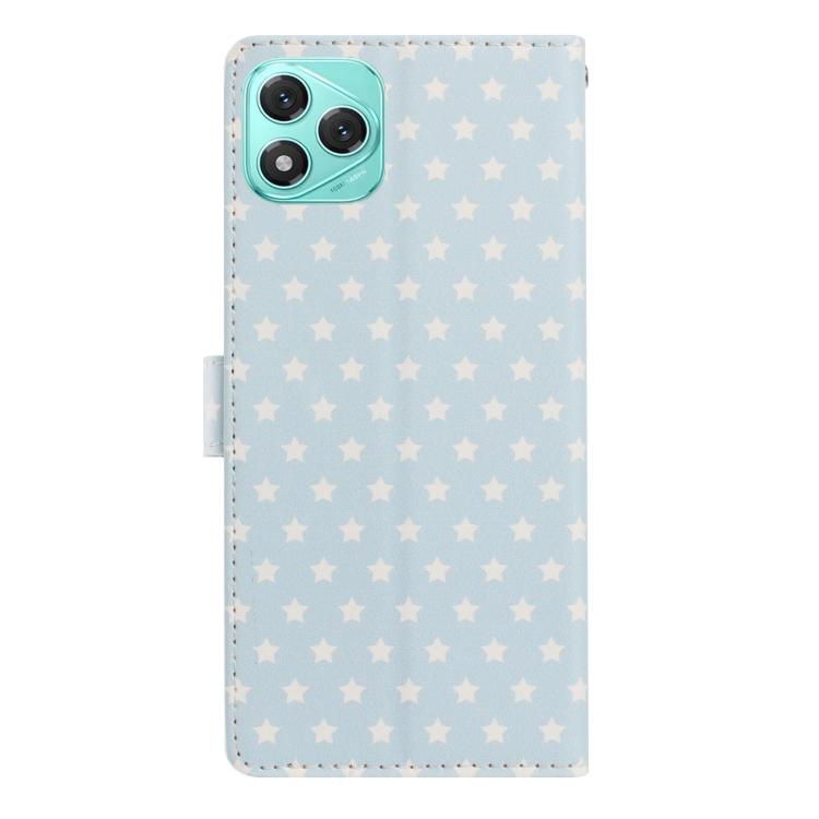 For Honor 400 Lite Global Star Pattern Magnetic Buckle Vegan Leather Phone Case with Wrist Strap