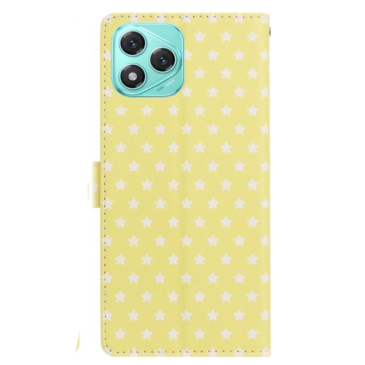 For Honor 400 Lite Global Star Pattern Magnetic Buckle Vegan Leather Phone Case with Wrist Strap