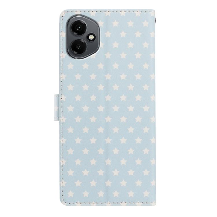 For Honor 400 Global 156.5mm Star Pattern Magnetic Buckle Vegan Leather Phone Case with Wrist Strap