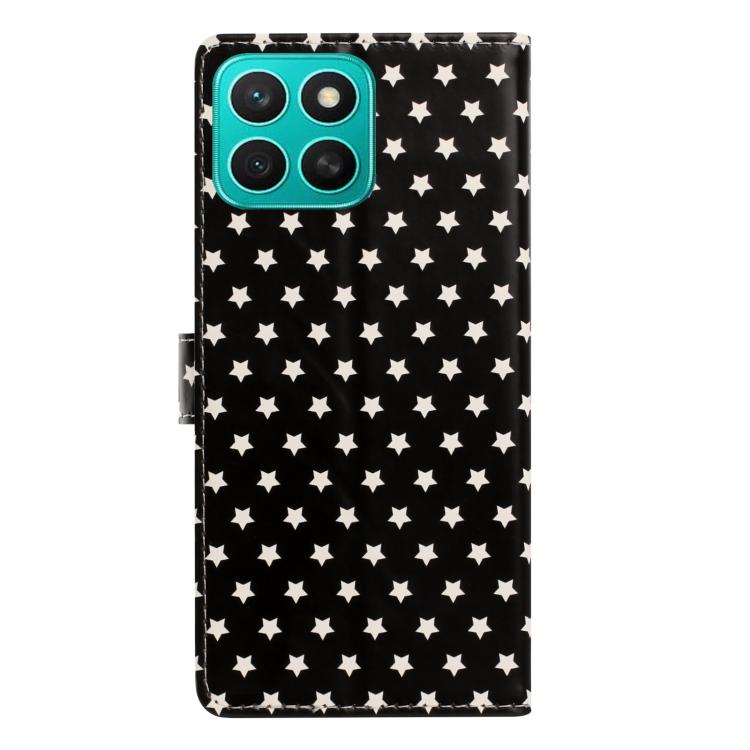 For Honor X8c Star Pattern Magnetic Buckle Vegan Leather Phone Case with Wrist Strap