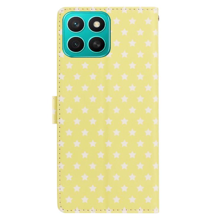 For Honor X8c Star Pattern Magnetic Buckle Vegan Leather Phone Case with Wrist Strap