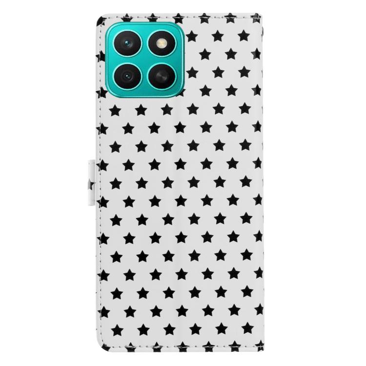 For Honor X8c Star Pattern Magnetic Buckle Vegan Leather Phone Case with Wrist Strap