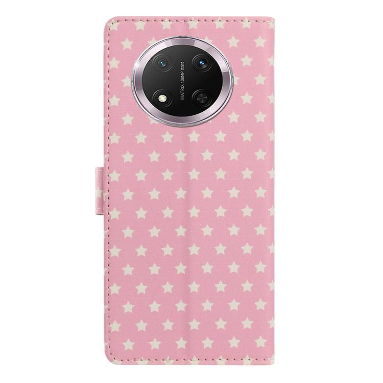 For Honor X9c Star Pattern Magnetic Buckle Vegan Leather Phone Case with Wrist Strap