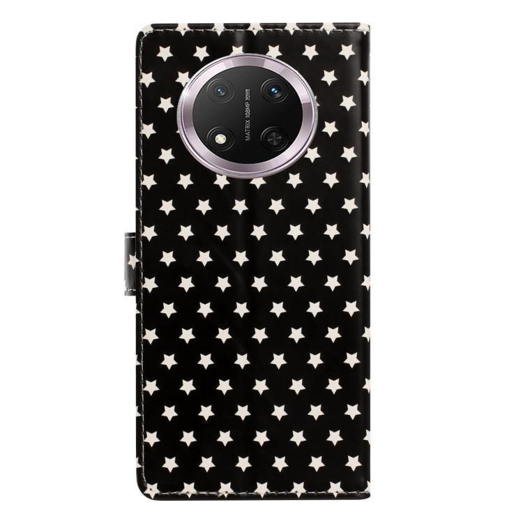 For Honor X9c Star Pattern Magnetic Buckle Vegan Leather Phone Case with Wrist Strap