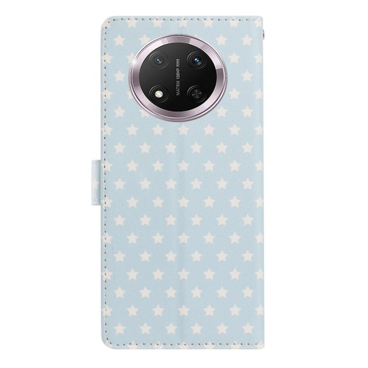 For Honor X9c Star Pattern Magnetic Buckle Vegan Leather Phone Case with Wrist Strap