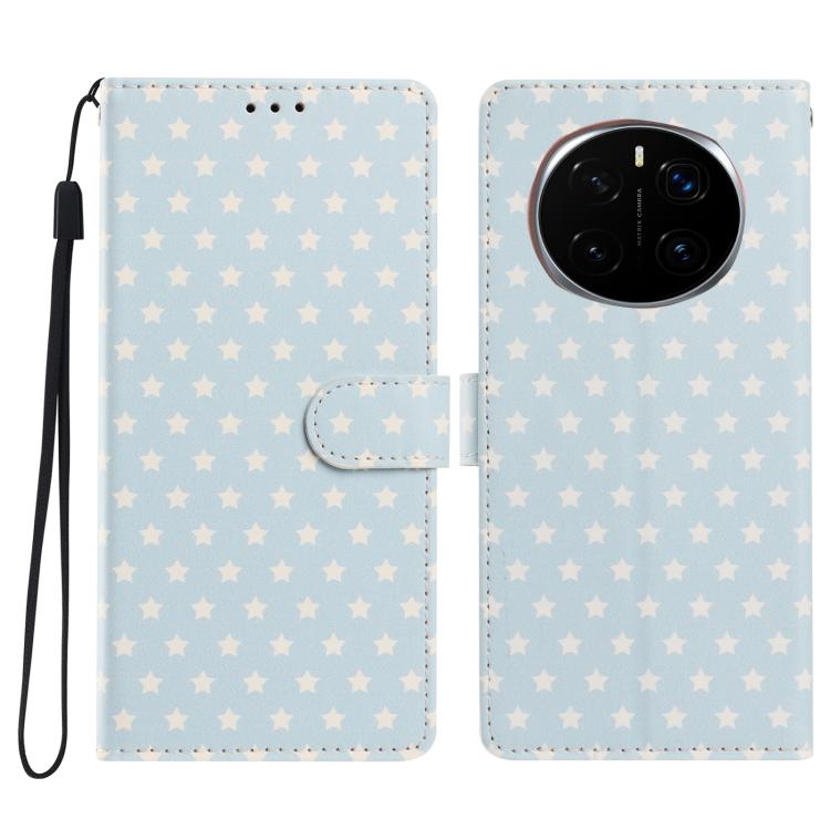 For Honor Magic 7 Pro Star Pattern Magnetic Buckle Vegan Leather Phone Case with Wrist Strap