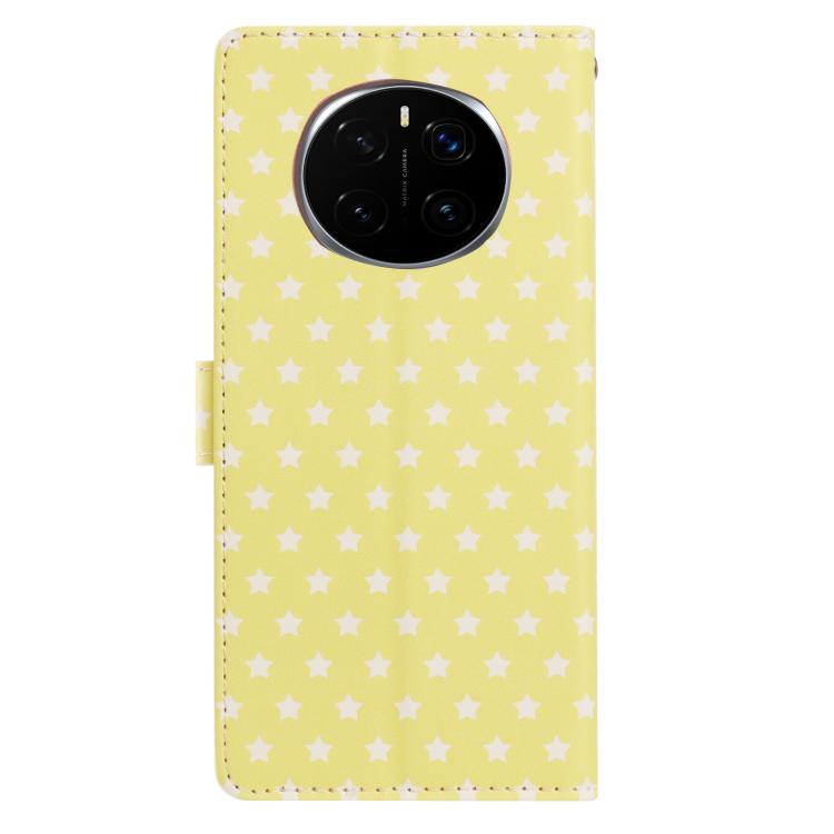 For Honor Magic 7 Pro Star Pattern Magnetic Buckle Vegan Leather Phone Case with Wrist Strap