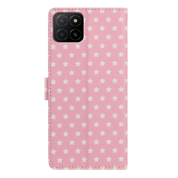 For Honor X5b / X5b PLUS Star Pattern Magnetic Buckle Vegan Leather Phone Case with Wrist Strap