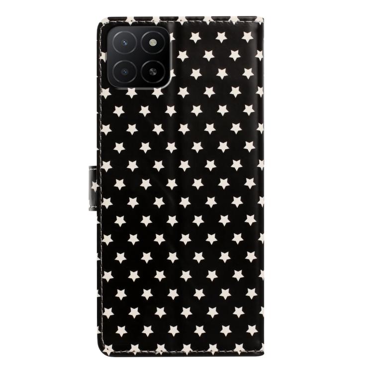 For Honor X5b / X5b PLUS Star Pattern Magnetic Buckle Vegan Leather Phone Case with Wrist Strap