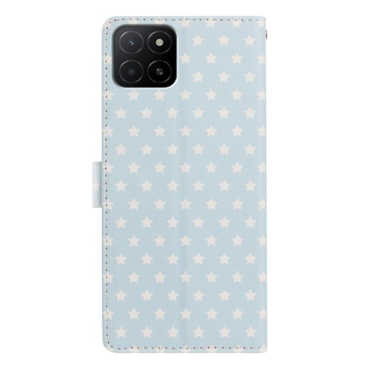For Honor X5b / X5b PLUS Star Pattern Magnetic Buckle Vegan Leather Phone Case with Wrist Strap
