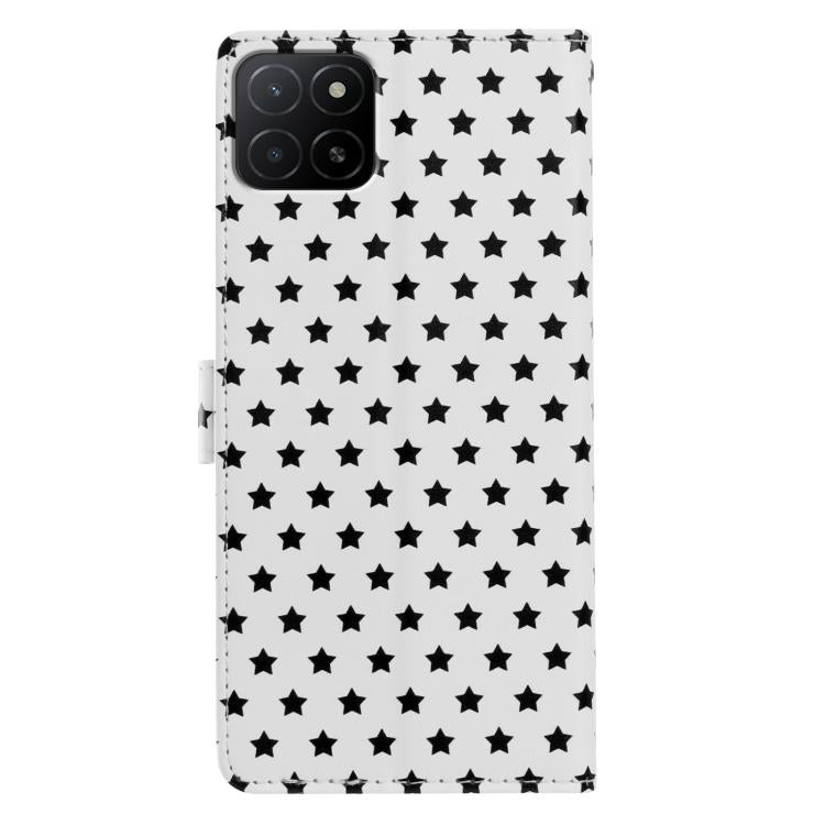 For Honor X5b / X5b PLUS Star Pattern Magnetic Buckle Vegan Leather Phone Case with Wrist Strap