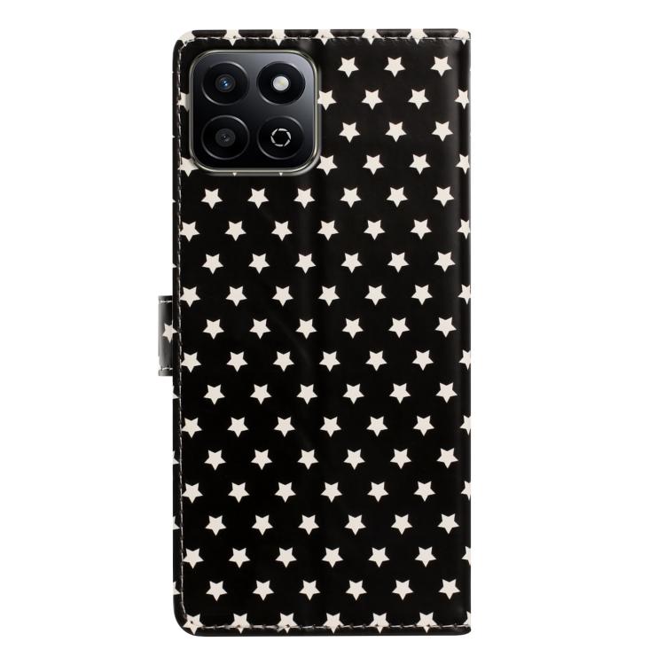 For Honor 200 Smart Star Pattern Magnetic Buckle Vegan Leather Phone Case with Wrist Strap