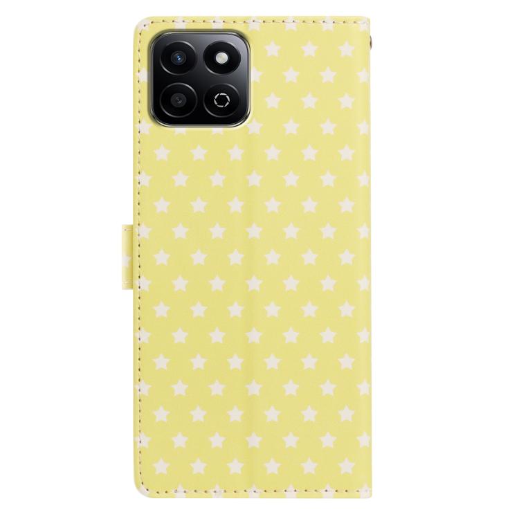 For Honor 200 Smart Star Pattern Magnetic Buckle Vegan Leather Phone Case with Wrist Strap