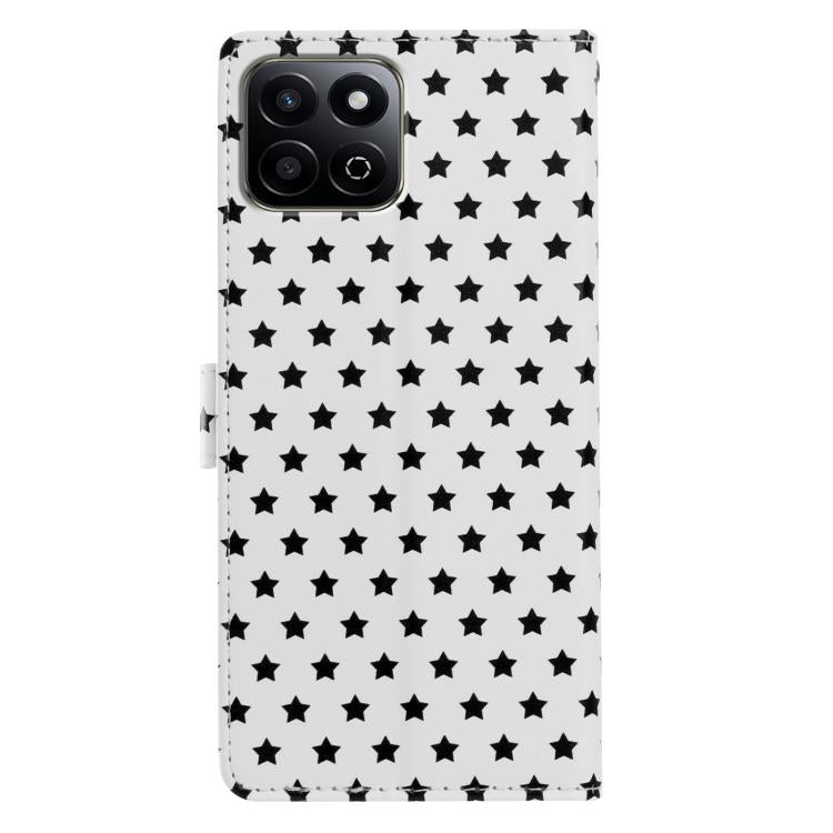 For Honor 200 Smart Star Pattern Magnetic Buckle Vegan Leather Phone Case with Wrist Strap