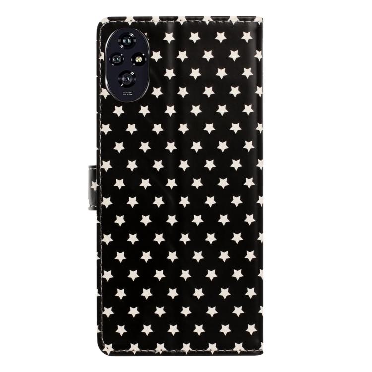 For Honor 200 Star Pattern Magnetic Buckle Vegan Leather Phone Case with Wrist Strap