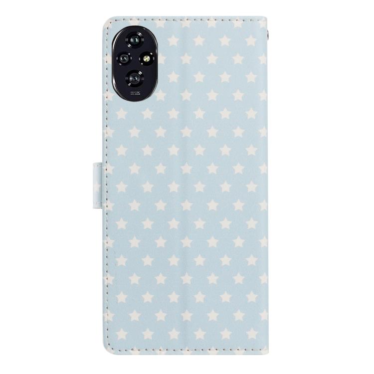 For Honor 200 Star Pattern Magnetic Buckle Vegan Leather Phone Case with Wrist Strap