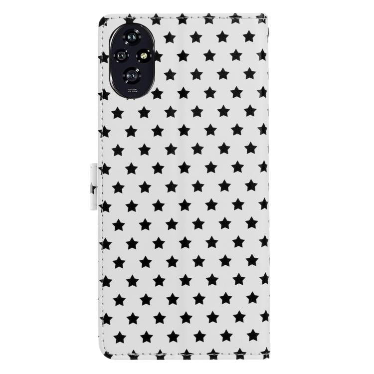 For Honor 200 Star Pattern Magnetic Buckle Vegan Leather Phone Case with Wrist Strap