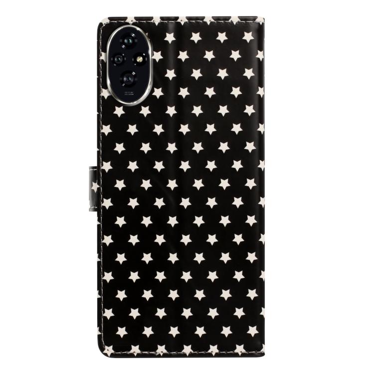 For Honor 200 Pro Star Pattern Magnetic Buckle Vegan Leather Phone Case with Wrist Strap