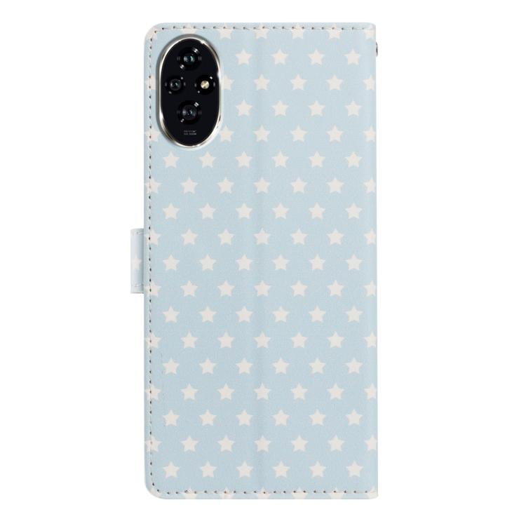 For Honor 200 Pro Star Pattern Magnetic Buckle Vegan Leather Phone Case with Wrist Strap
