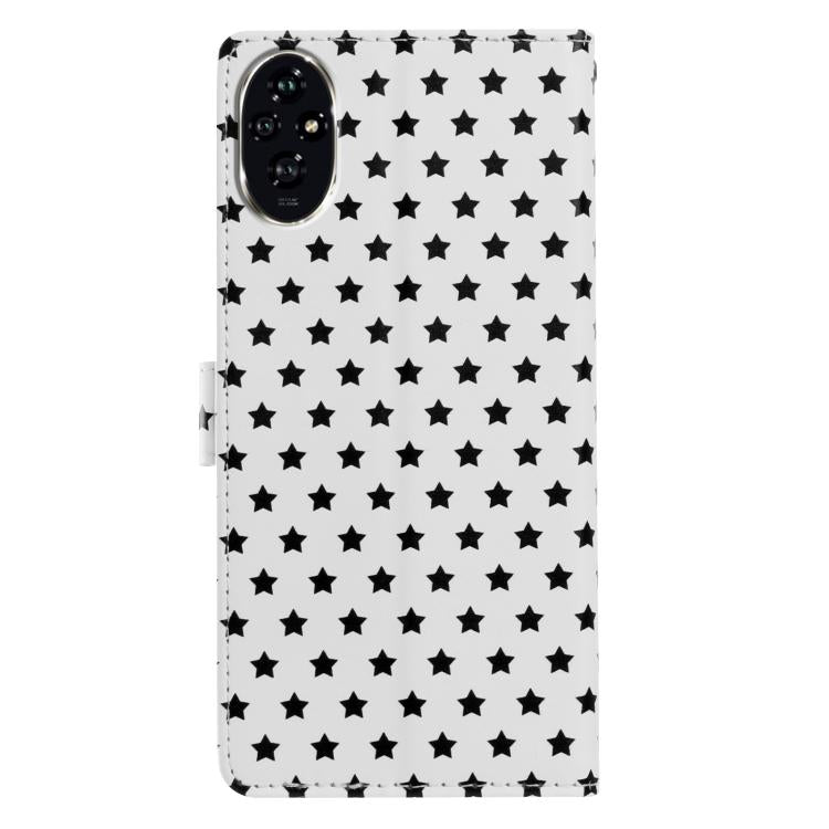 For Honor 200 Pro Star Pattern Magnetic Buckle Vegan Leather Phone Case with Wrist Strap